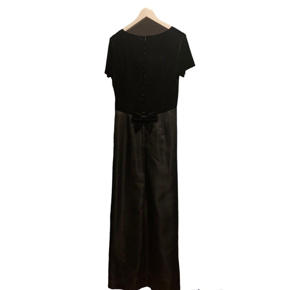 PAPELL BOUTIQUE Black Velvet Long Evening Dress 12 Long‎ Sleeve Vintage Glamor - Picture 2 of 8